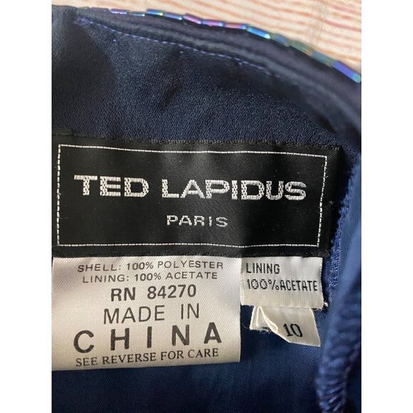 Vintage Ted Lapidus Paris Women's Blue Long Sleeve Sequin Dress - 10 - Picture 10 of 16